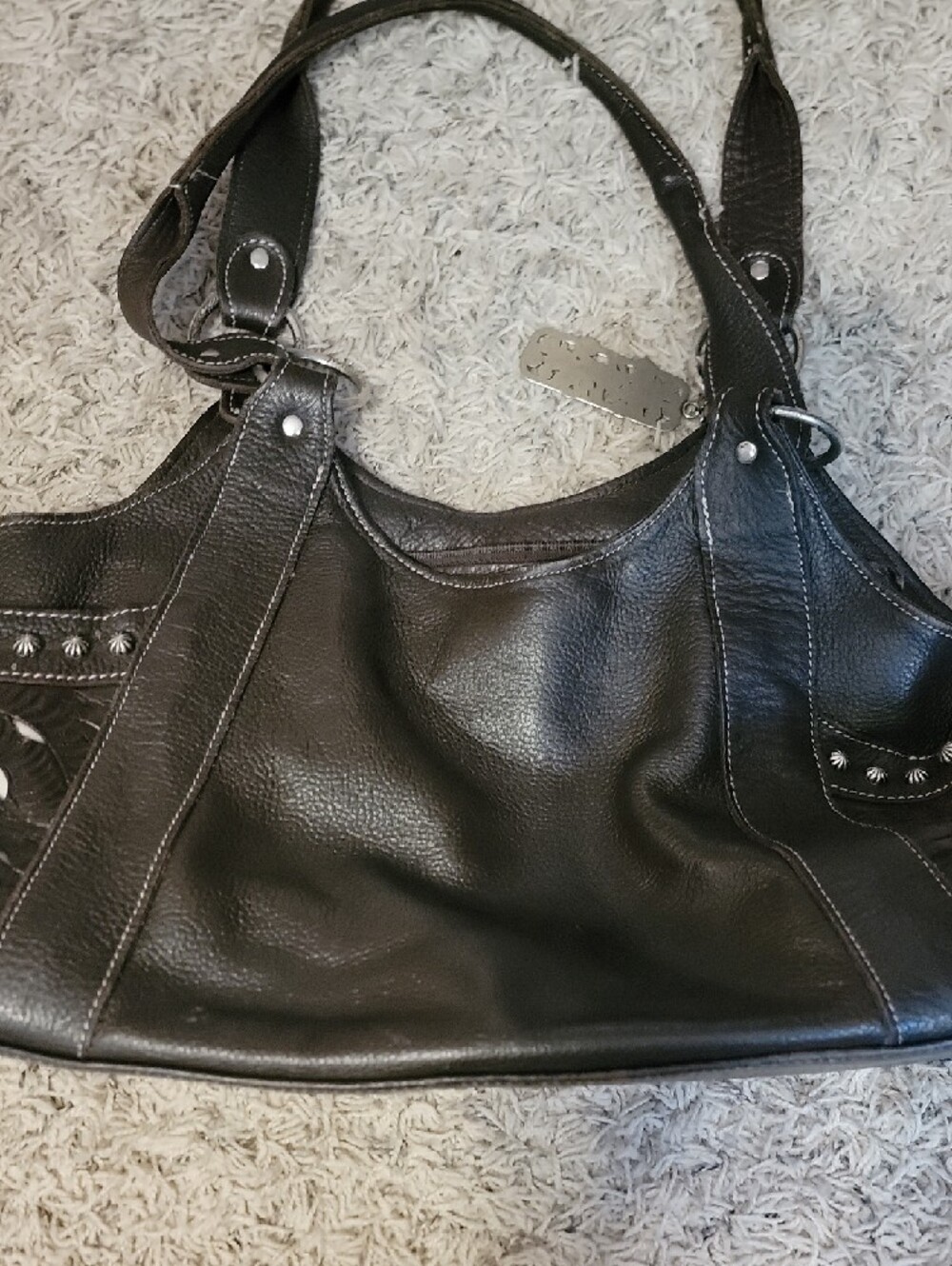 American West Genuine Leather Dark Brown Handbag - Picture 12 of 16